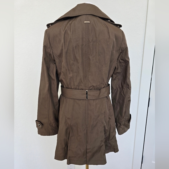 Calvin Klein Womens trench jacket coat Sz S brown button down, waist belt - Picture 4 of 8
